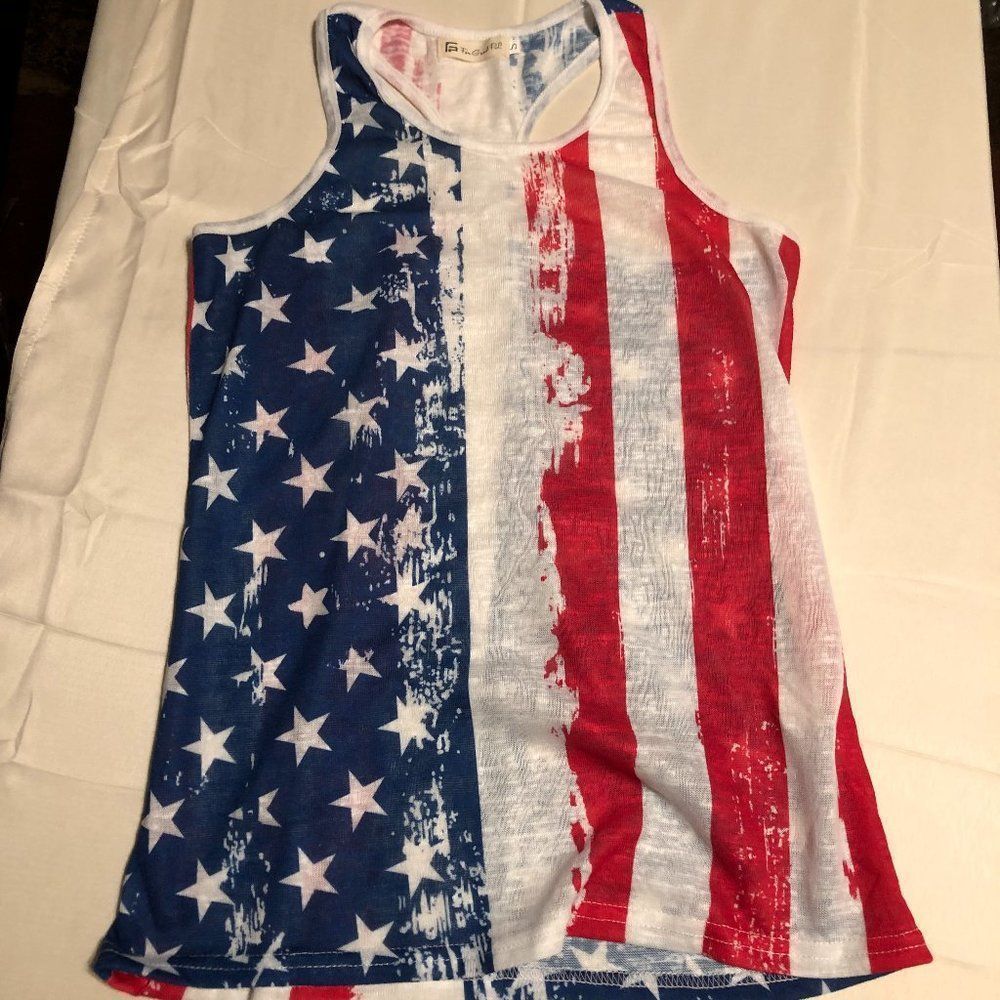 American Flag Women's Racerback Tank Top B54, Size S